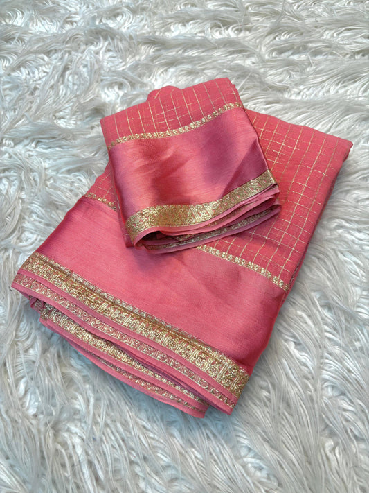 Blush Pink Viscose Georgette Saree