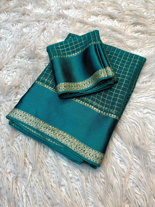 Emerald Teal  Viscose Georgette Saree