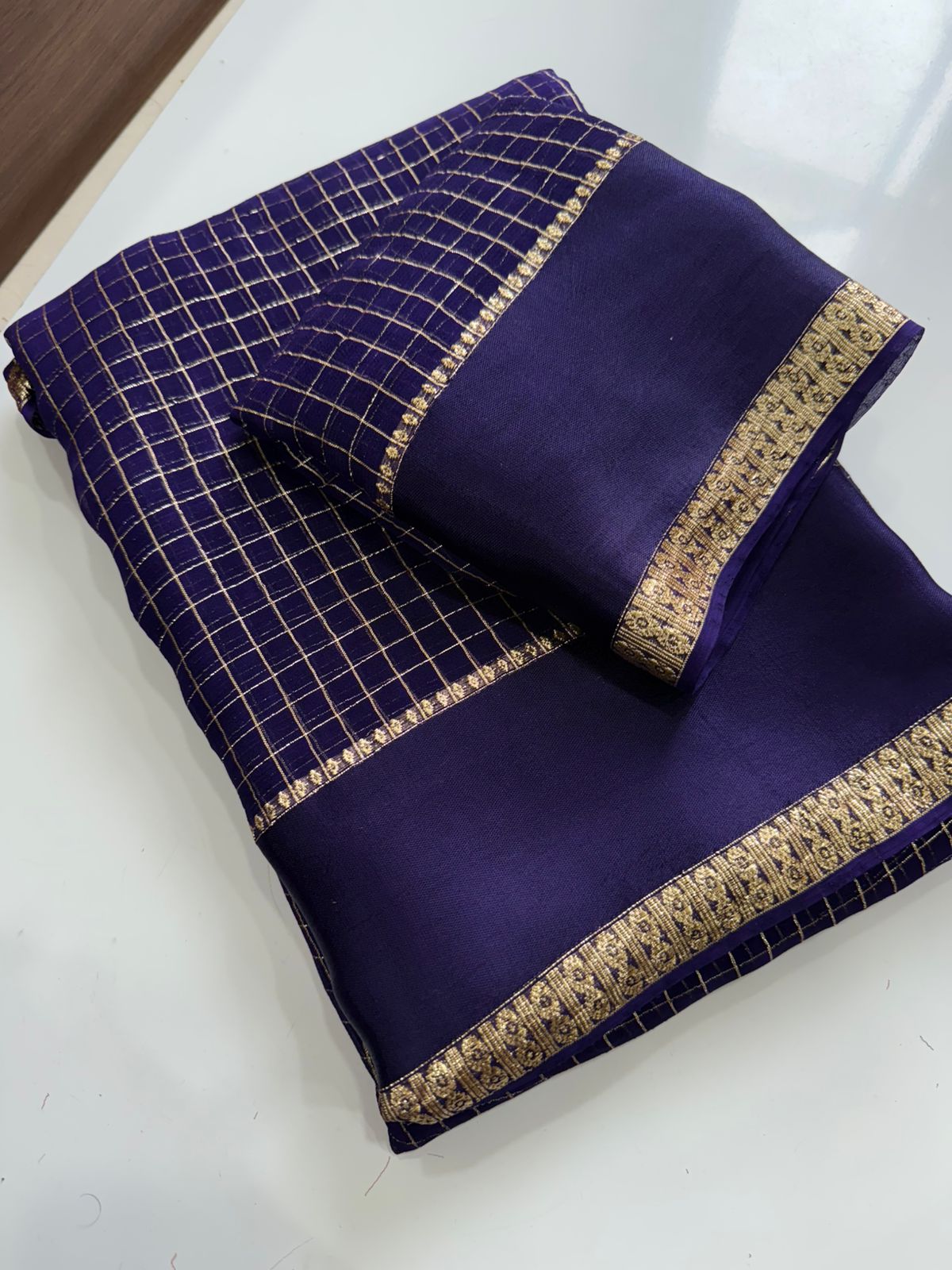 Royal Indigo Viscose Georgette Saree