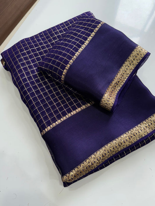Royal Indigo Viscose Georgette Saree