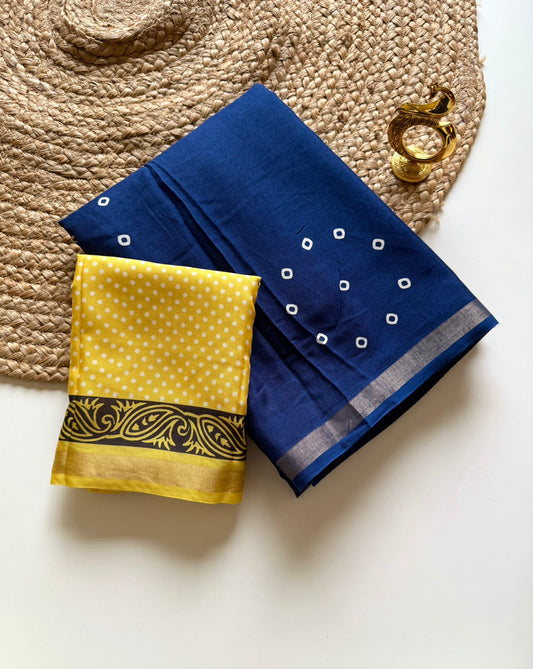 Blue and yellow Mul cotton