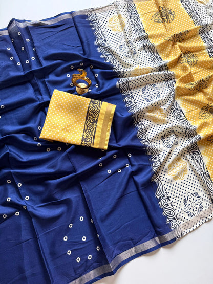 Blue and yellow Mul cotton