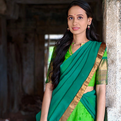 Green Cotton Half Saree