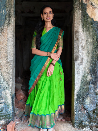 Green Cotton Half Saree
