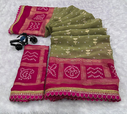 Green n Pink saree