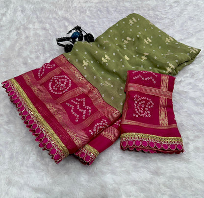 Green n Pink saree