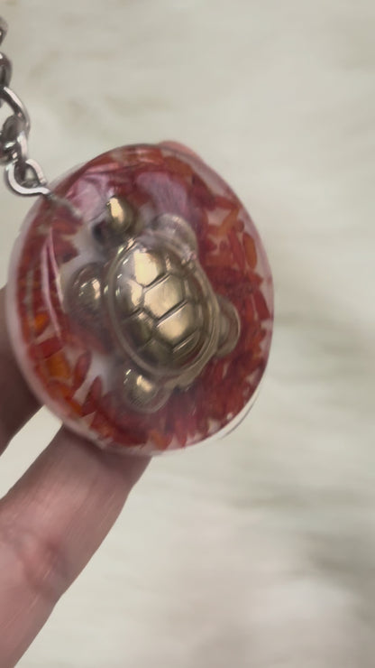Pyrite Crystal & Phalamantrakshati Resin Keychain